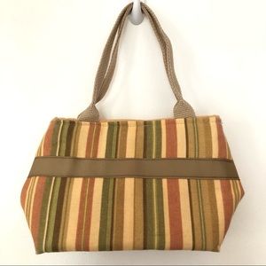Muted Tan and Green Striped Mini Purse